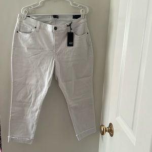 Kut cropped straight leg white jeans